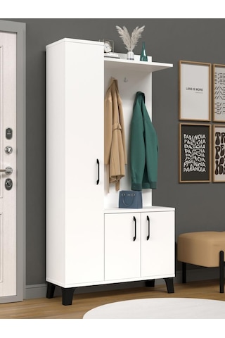 Kuzeylife Linea Portmanto Vestiyer Ayakkabılık Beyaz