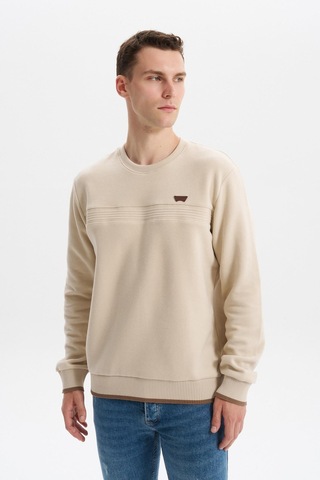 Arma Erkek Regular Fit Selanik Sweatshirt Kazak Karbon Fırçalı, Bisiklet Yaka, Pamuk Polyester, Süs Etiketli K30124697802 Bej