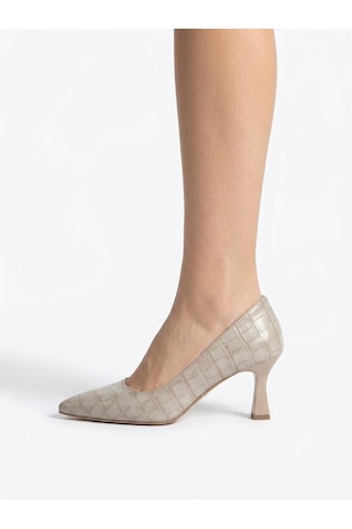 Asmi Shoes Kadın Flora Bej Kroko 6 Cm İnce Topuklu Stiletto