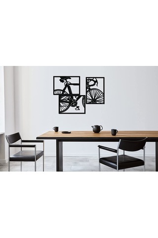 Dekoratif Ev Bisiklet Duvar Dekoru 3'Lü Set Mdf Tablo