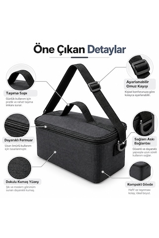 Microcase Portatif Termal Isı Yalıtımlı Yemek Taşıma Beslenme Çantası Al7021 Siyah