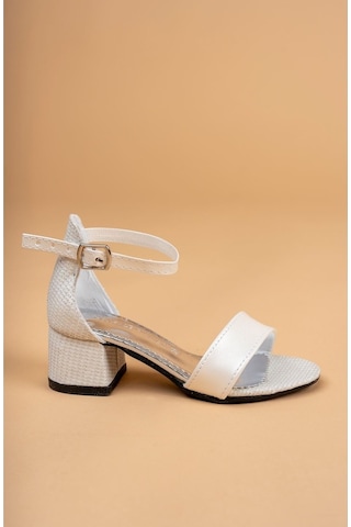Gimer - Topuklu Tek Bant Sedef Kız Çocuk Sandalet - Eyl1626G Beyaz