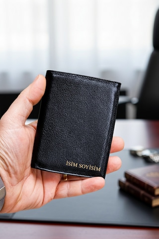 Hakiki Deri Erkek Cüzdan Dik Model 12 Kart - Bozuk Para Bölmeli - İsim Baskılı - Minimalist Tasarı Çok Renkli
