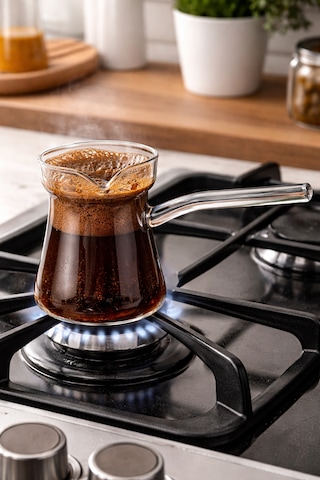 Cam Cezve 400 Ml Isıya Dayanıklı Borosilikat Şeffaf Kahve Cezvesi Ocak Üstü Kullanım
