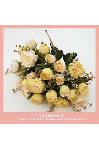 Wezone Pembe Yapay Çiçek Buketi - Şık Salon Dekorasyonu İçin Dayanıklı İpek Kumaş Çiçekler