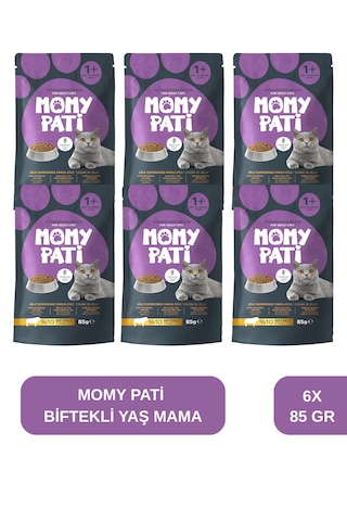 Biftekli Yaş Kedi Maması 85 Gr X 6 Adet Yetişkin Kediler İçin