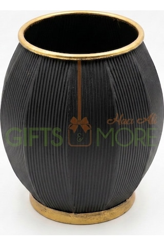 Panalı Metal Siyah Sekoratif Saksı Küçük 20 X 32 Cm