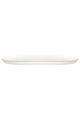 Porland Chopin Altın 32cm Oval Kayık Tabak beyaz