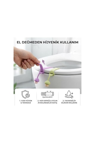 Klozet Kapağı Hijyen Aparatı Eller Değmeden Tuvalet Kapağı Kaldırma Silikon Esnek Yapı, Kolay Montaj, Hijyenik Kullanım, Ev Ve Ofis İçin Uygun 2 Adet Açık Bej