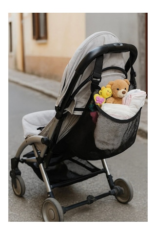 Lüx Bebek Arabası Organizer I Bebek Arabası Organizer Çanta I Anne Bebek Arabası Düzenleyici Açık Gri - Siyah