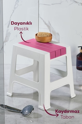 Vienev Plastik Küçük Tabure Pembe Pembe