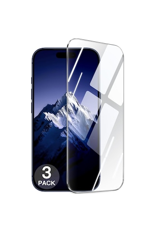 Apple İphone 17 Pro Max İle Uyumlu Ekran Koruyucu Şeffaf Temperli Kırılmaz Cam Ekran Koruyucu 3 Adet