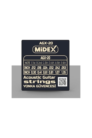 Midex Agx-20 Akustik Gitar Teli Takımı ve Pena Seti