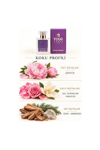 Your Prose K115 Gül, Şakayık Ve Sedir Ağacı Notalı Ferah Zarif Çiçeksi Kadın Parfümü Edp 50 Ml - 8690352000012yp115