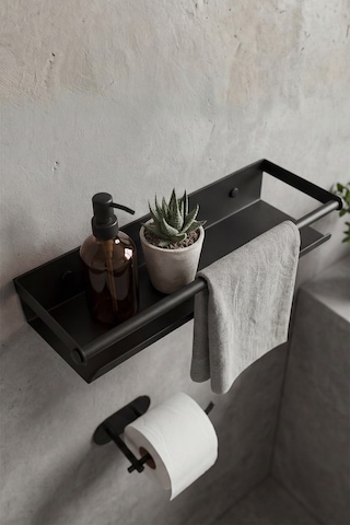 Zift Unique Paslanmaz Çelik Mat Siyah Yapışkan Montaj Banyo Rafı - Tuvalet Kağıdı Askısı Set