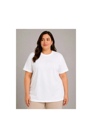 Butik İstanbul Battal Big Size Basic Tişört Bisiklet Yaka Rahat Kalıp T-shirt - Beyaz