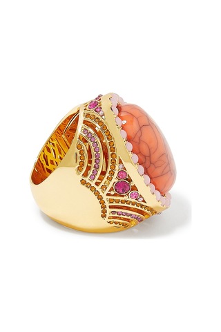 Xl Oval Cocktail Ring, Büyük Oval Taşlı Gösterişli Yüzük Turuncu
