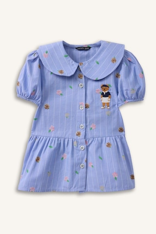 Defacto Bebe Yaka Baskılı Kısa Kollu Gömlek Kız Bebek H2988a526smnv135 Lacivert-nv135