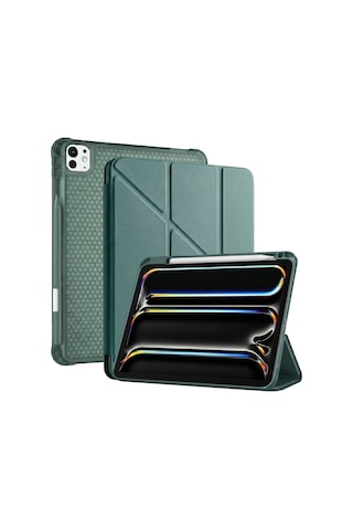 Ps Apple Uyumlu iPad Pro 13 İnç M5 / M4 Tri Folding Standlı Kılıf - Haki Kapaklı Kılıf