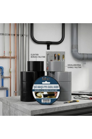 6 Adet 48mmx20mt Siyah Çok Amaçlı Pvc K Bandı Bant Su Geçirmez