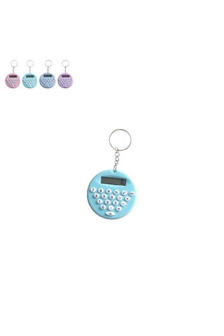 Turkuaz Yuvarlak Mini 8 Haneli Hesap Makinesi Anahtarlık 1 Adet Ebat: 5 Cm X 5 Cm Turkuaz