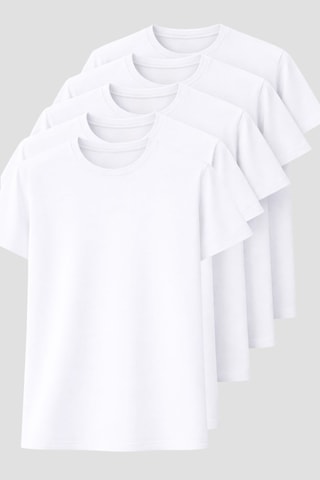 Blayn Jeans Erkek 10'lu Tişört Seti %100 Pamuk Basic Regular Fit Bisiklet Yaka Düz Renk Günlük T-shirt Beyaz