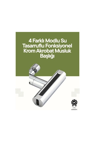 Krom Musluk Başlığı 4'ü 1 Arada Su Çıkışı Kolay Montajlı Çok Renkli