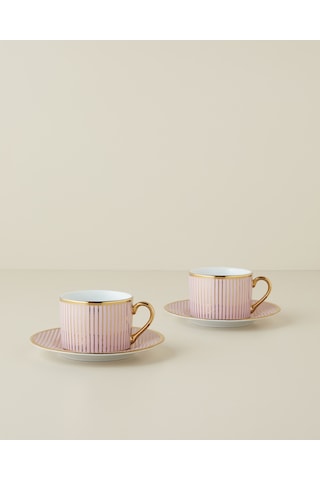 Livora New Bone China 4 Parça 2 Kişilik Çay Fincanı Takımı 220 Ml Pembe