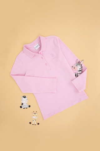 U.S. Polo Assn. Kız Çocuk Pembe Polo Yaka Basic Sweatshirt 50296377-VR041