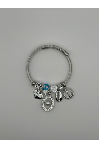 Arnes Jewelry Çelik Silver İncili Bileklik Gümüş