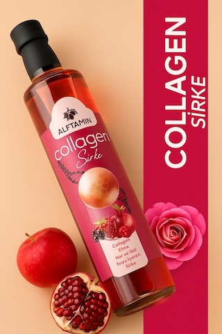 Kolajen Collagen Sirke Elma Nar Ve Gül Suyu İçeren Fermente Doğal Sirke