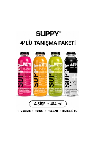 Suppy Tanışma Paketi 414 Ml Hydrate Focus Reload Kafeinli Su 4'lü