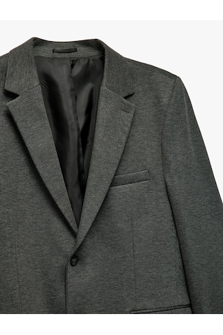 Koton Düğmeli Cepli Viskon Karışımlı Pike Kumaş Mono Yaka Slim Fit Blazer Ceket Antrasit 5sam50009hk Antrasit