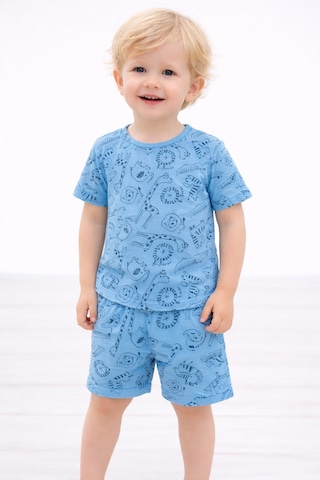 Aden Kids Erkek Çocuk Mavi Saferi Baskılı Yazlık Pijama Takımı Açik Mavi