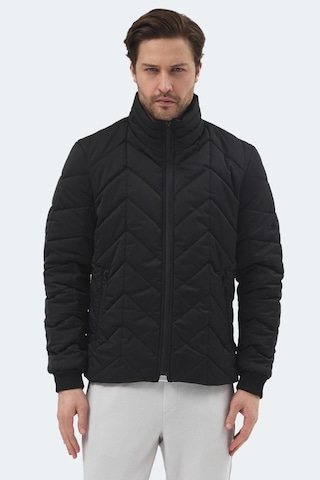 Slazenger Beast Erkek Dik Yaka Fermuarlı Siyah Mont & Kaban Siyah