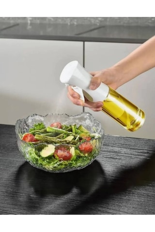 Sprey Yağdanlık Cam Şişe Yağ Püskürtücü 225 Ml Airfryer Kızartma Izgara Salata Için Yağlık Büyük Boy Beyaz