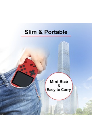 Youtek Taşınabilir 3 İnç Renkli Ekranlı El Konsolu, 400 Klasik Oyun, Av Çıkışı, Kumandalı, Siyah