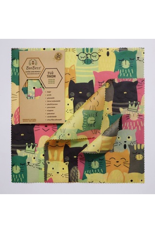 Beebezz 3'lü Set / Kediler Kedi Desenli