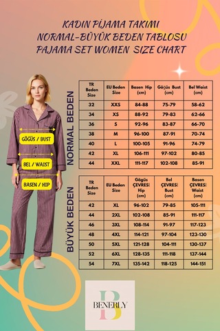 Benerly Kadın Gömlek Yaka Uzun Kollu Regular Kalıp Pijama Takımı Fonksiyo ekru