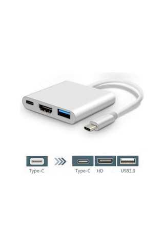 3'in 1 Type-c To Hdmi 4k Usb 3.0 Dönüştürücü Adaptör