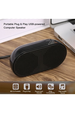 Konesam Hk-5002 Usb Hoparlörü, 20hz-23khz Frekans Aralığı, 0.5w 2 Çift Hoparlör, Usb Ses Kartı Kod Çözücü, 1.1m Kablolu, Plug & Play, Siyah Abs+tpu