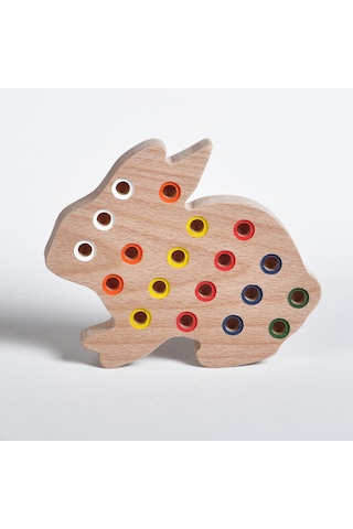 Ahşap Eğitici Doğal Renkli Tavşan Tak Çıkar Montessori Oyuncak