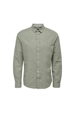 Only & Sons Erkek Onscaiden Slim Fit Keten Gömlek 22012321 Yeşil
