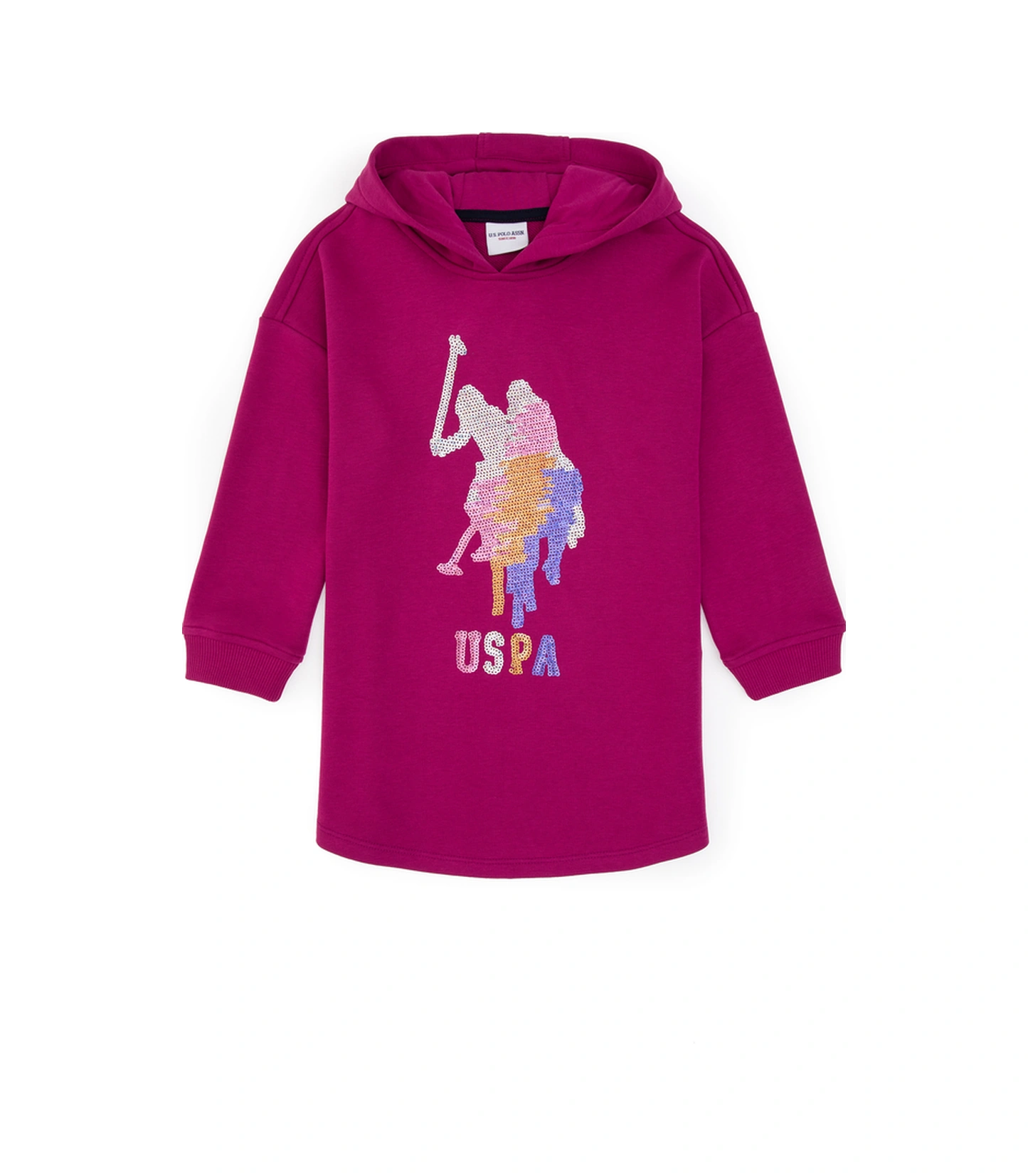 U.S. Polo Assn. Kız Çocuk Fuşya Kapüşonlu Örme Elbise 50318811-VR023