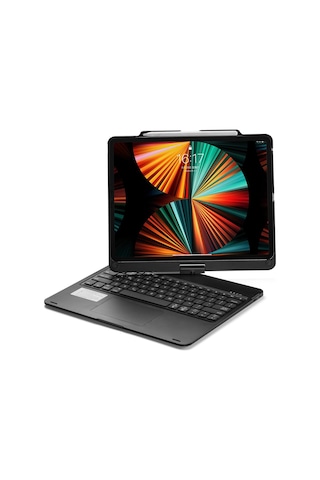 Apple Uyumlu iPad, Pro 11inç M4 2024 Kılıf Kablosuz Dönebilen Klavyeli Kılıf Keyboard A2836 A2837 A3006
