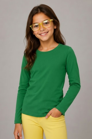 Kiagu Yeşil Uzun Kol Basic T-shirt- Terletmeyen Esnek Kumaş Pamuklu Mevsimlik Yeşil Uzunkol Kız Çocuk Tsort Yeşil - 896383328 Yeşil