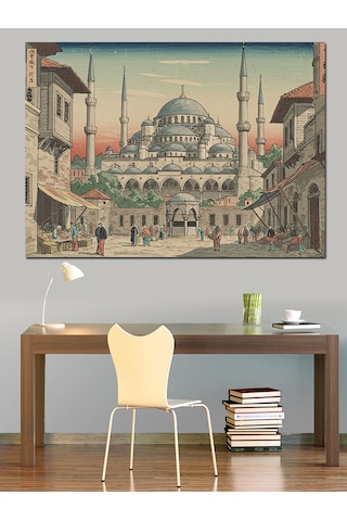İstanbul Camii İllüstrasyonu Dekoratif Kanvas - Mdf Ahşap Tablo