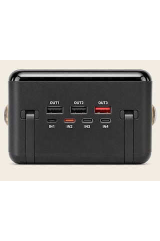 80.000mah Taşınabilir Powerbank Hızlı Şarj 3 Usb Çıkışlı Type-c Lightning Kablo Lcd Gösterge Siyah - Siyah