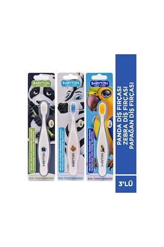 Babyton Panda Papağan Zebra Bio Diş Fırçası 3'lü Set