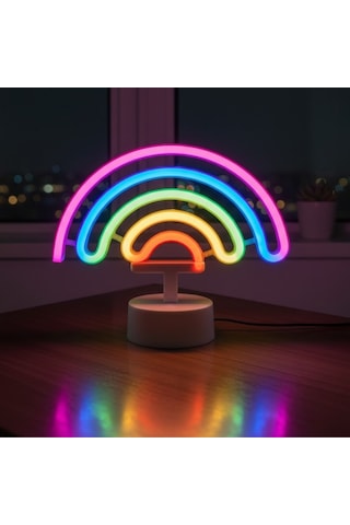Plastik Gökkuşağı Neon Led Işık - Dekoratif Renkli Masaüstü Ve Ambiyans Aydınlatması Çok Renkli